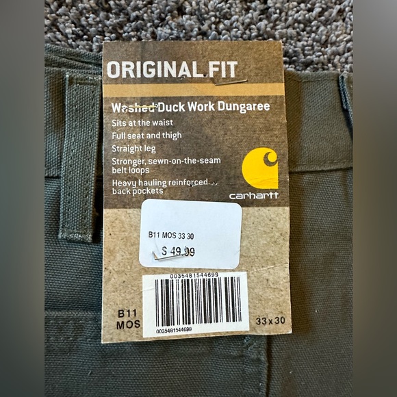 Carhartt Original Fit Washed Duck Utility Work Dungaree Sz 33X30 NWT - Picture 2 of 6